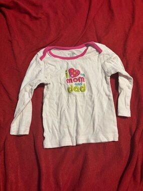 George White Long Sleeve Toddler Top with Pink Trim and Colorful Embroidery
